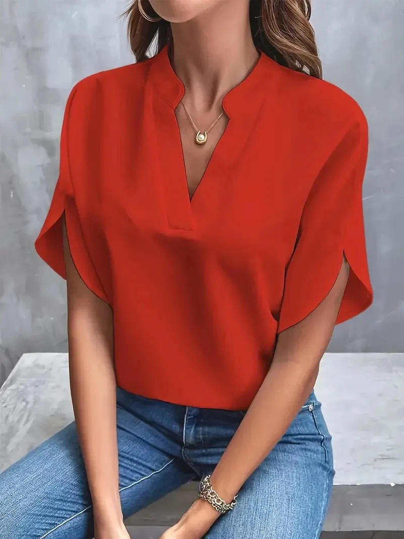 Isabelle – Elegant V-Neck Chiffon Loose Blouse