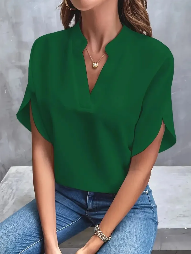 Isabelle – Elegant V-Neck Chiffon Loose Blouse