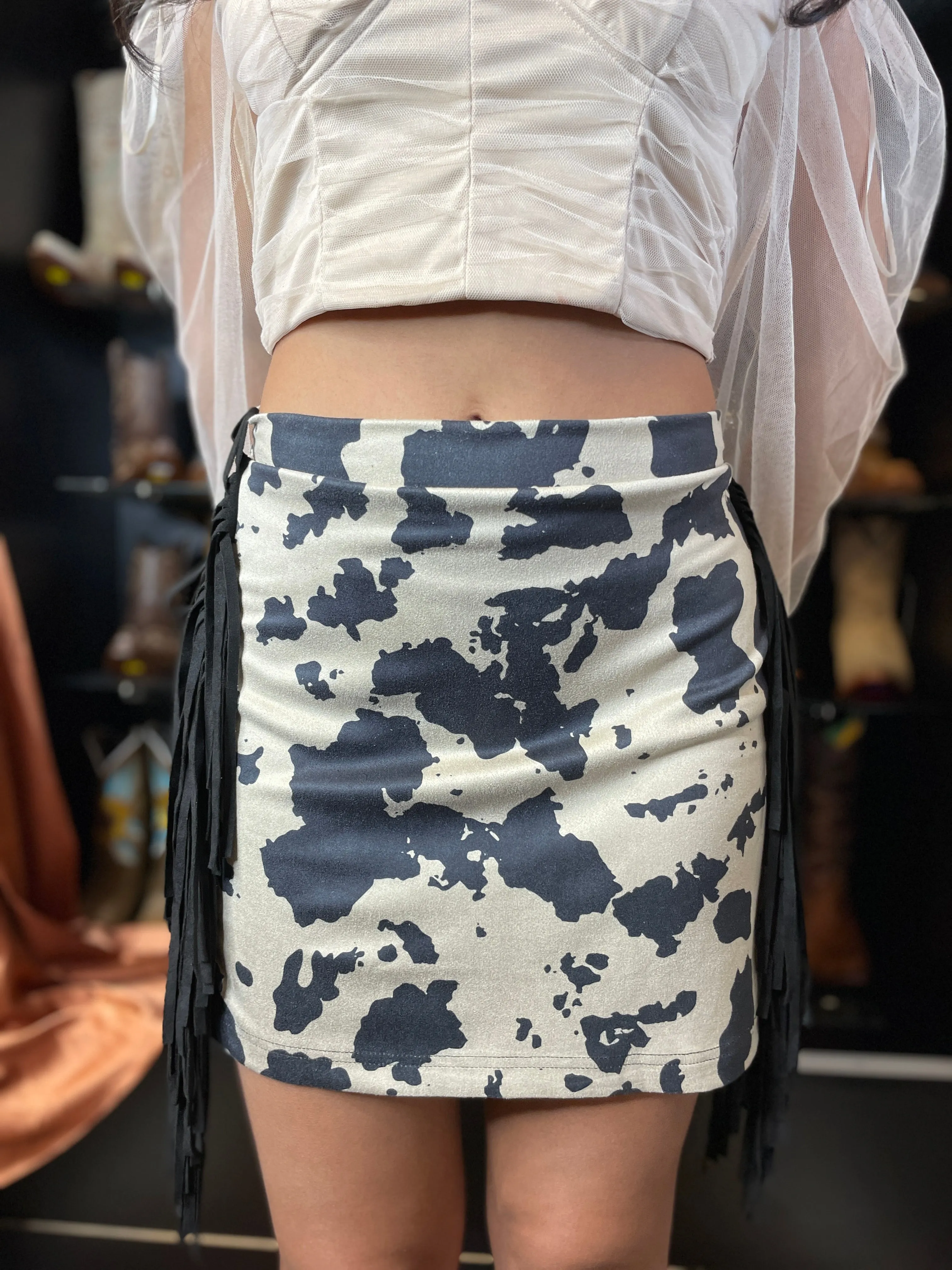 Ivy Black Cow Skirt