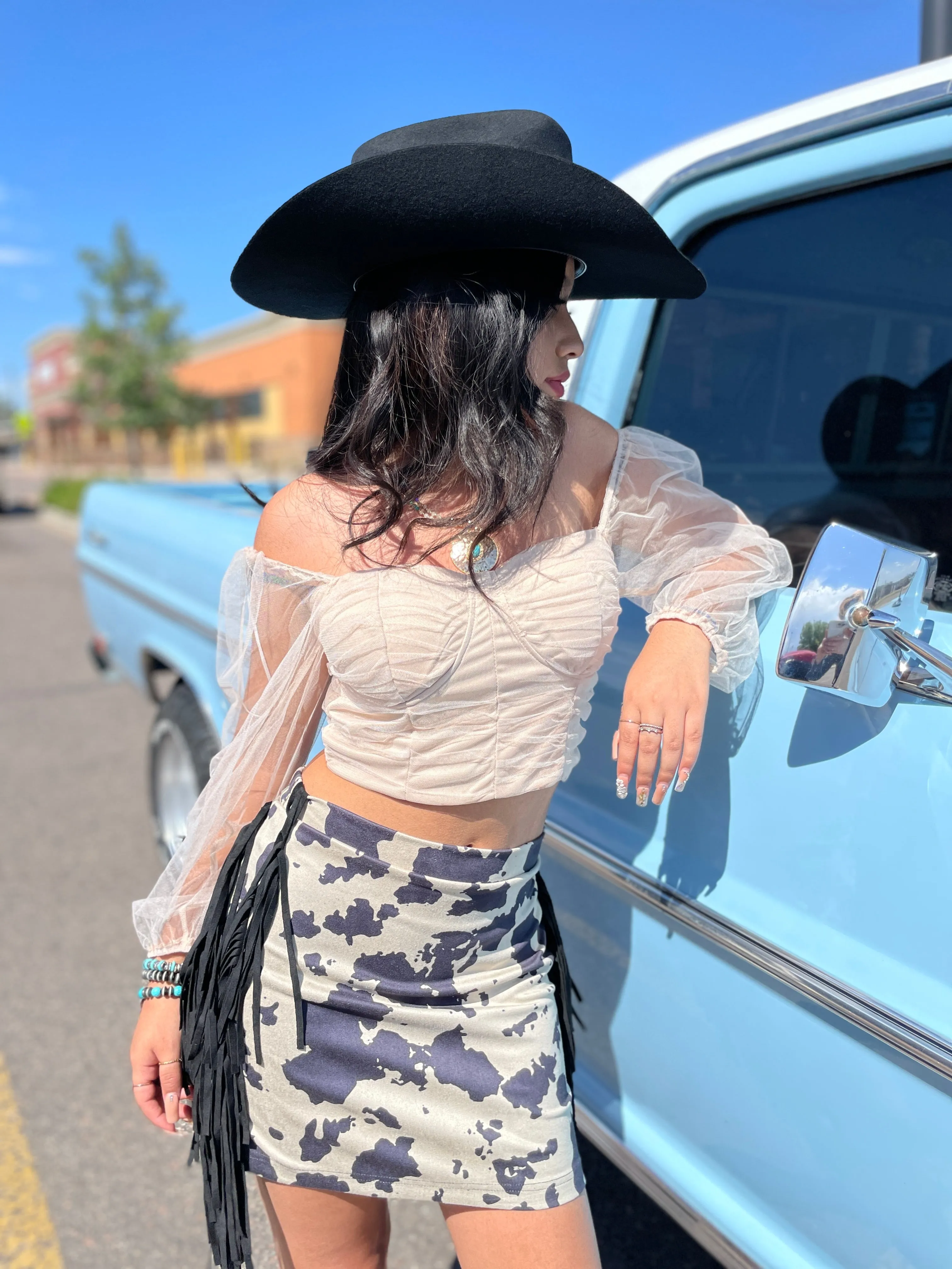 Ivy Black Cow Skirt
