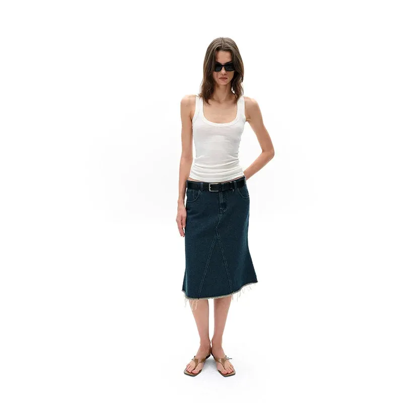 Jacquard Denim Midi Skirt