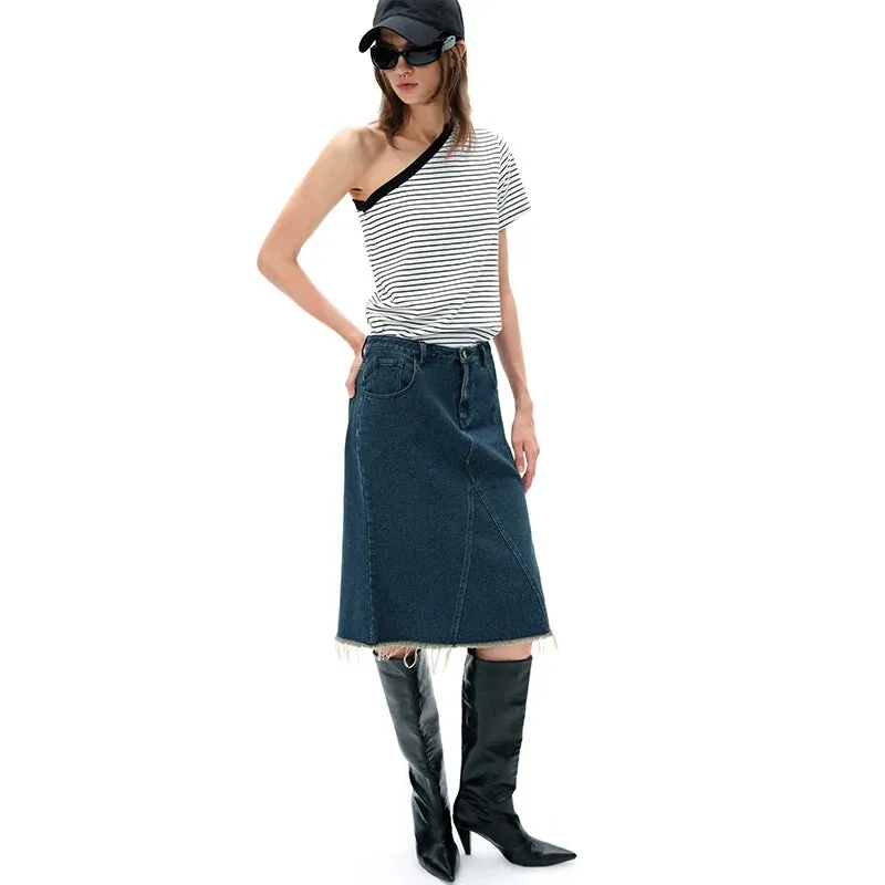 Jacquard Denim Midi Skirt