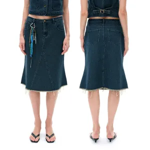 Jacquard Denim Midi Skirt