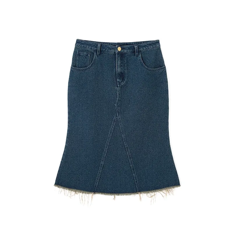 Jacquard Denim Midi Skirt