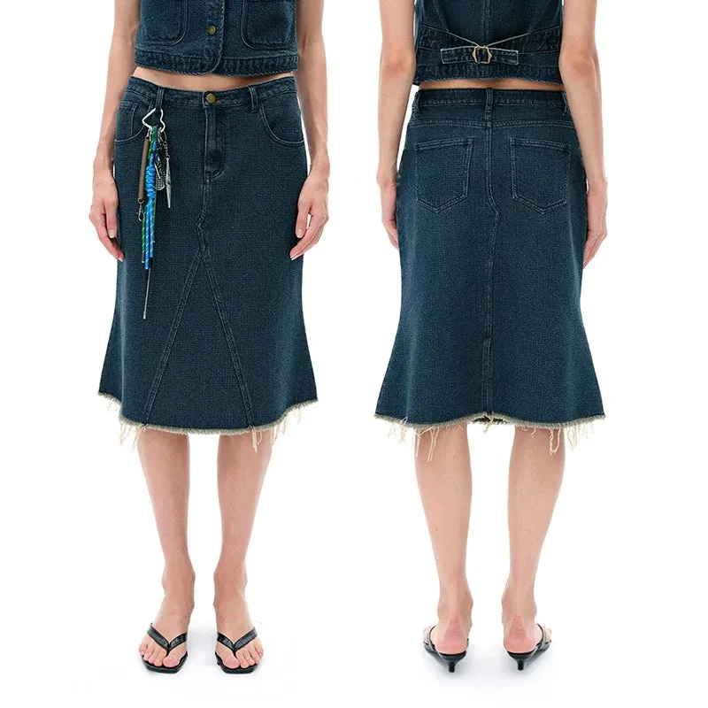 Jacquard Denim Midi Skirt