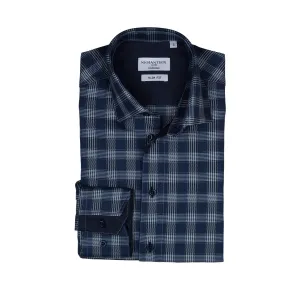 James cotton tailored fit shirt - navy check