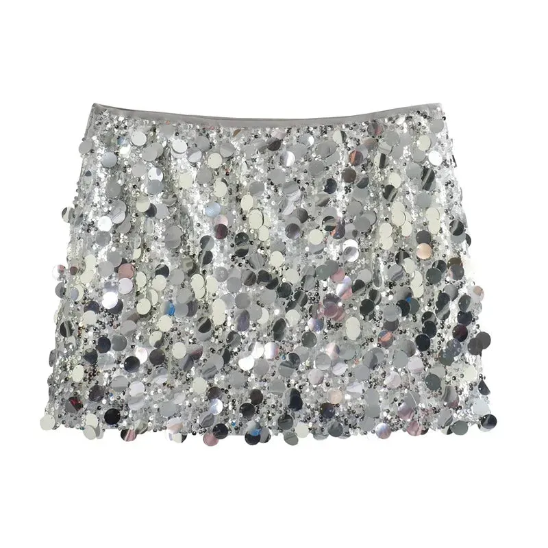 JazzHer Ladies Sequin Mini Skirt Women Sexy Luxury High Waist Skirts Woman Summer Womens Skirts Streetwear Glitter Short Skirt Female