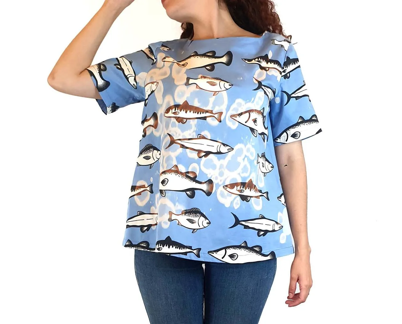 Jericho Road blue fish print size 10