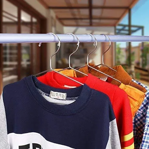 Jetdio 12.5" Children Stainless Steel Clothes Shirts Hanger with Notches, Children Hanger, Cute Small Strong Coats Hanger for Kids, 30Pack