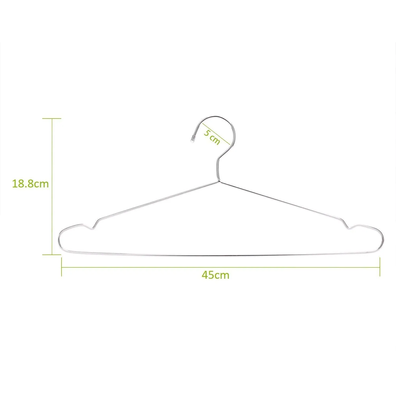 Jetdio 17.7" Stainless Steel Strong Metal Wire Hangers Clothes Hangers, Coat Hanger, Standard Suit Hangers, Everyday Use Hangers, 30 Pack