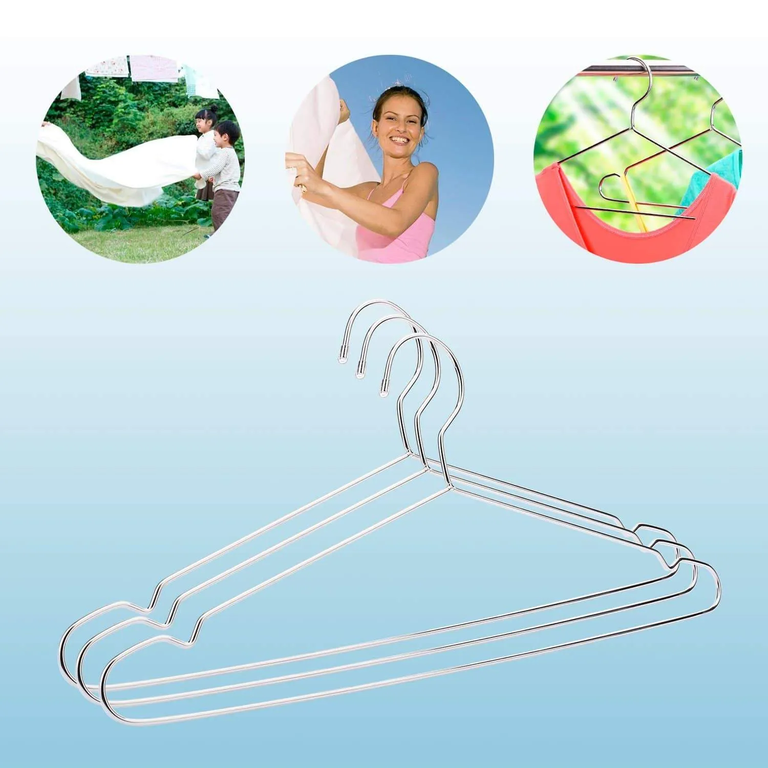 Jetdio 17.7" Stainless Steel Strong Metal Wire Hangers Clothes Hangers, Coat Hanger, Standard Suit Hangers, Everyday Use Hangers, 30 Pack