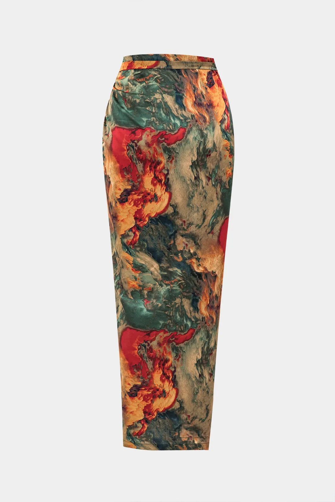Jill - Luxurious Satin Floral Look Woman's Tie Front Skirt