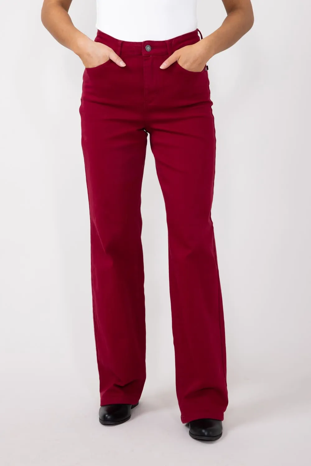 Judy Blue High Rise Heart Pocket Straight Jeans for Women in Scarlet Red | 88917REG