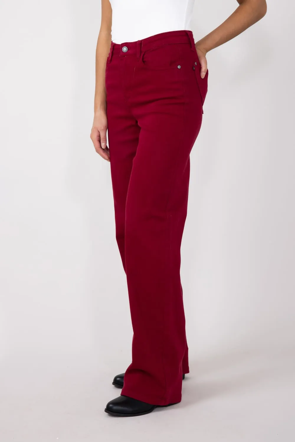 Judy Blue High Rise Heart Pocket Straight Jeans for Women in Scarlet Red | 88917REG
