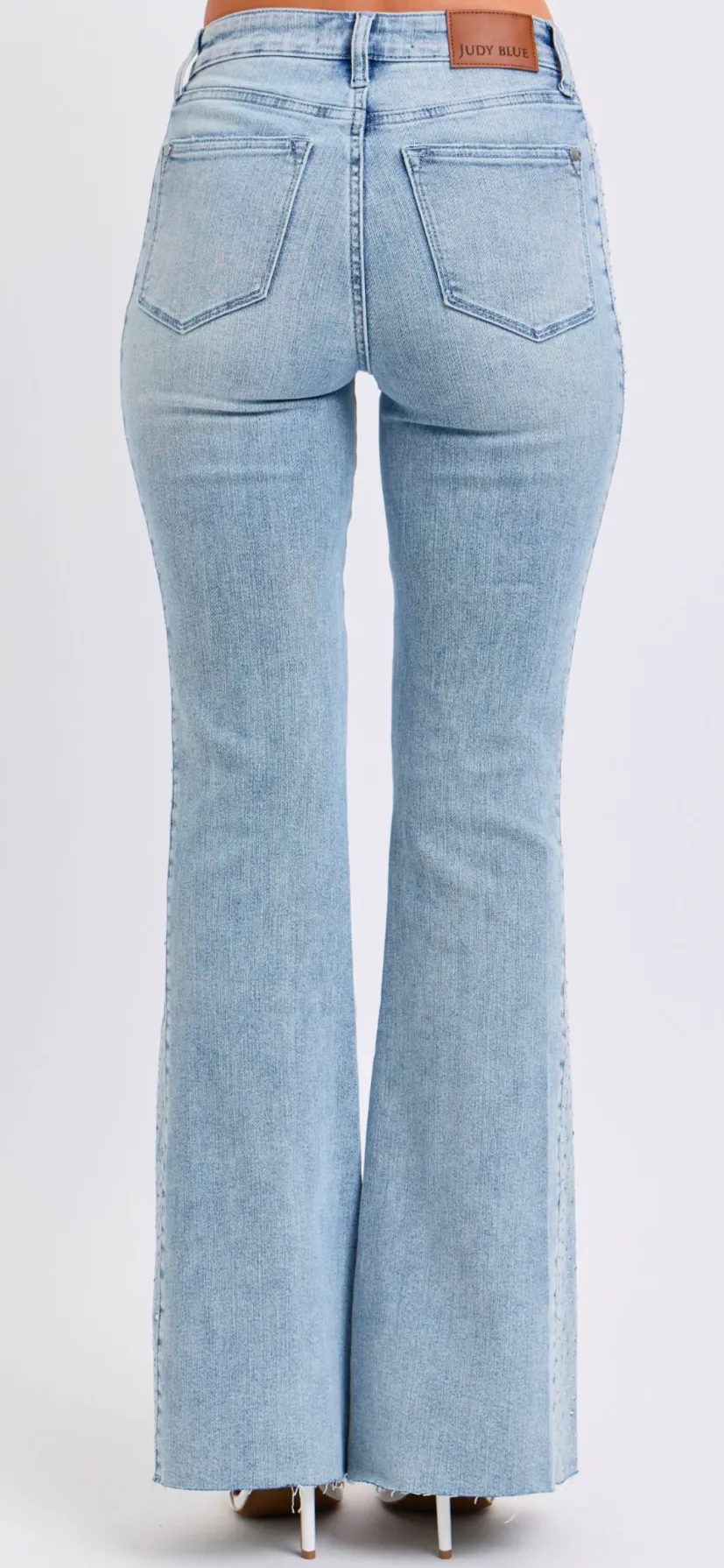Judy Blue Light Wash Rhinestone Side Flare Jeans