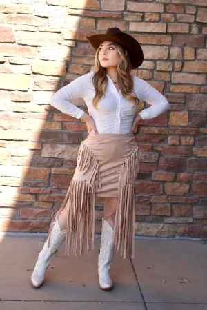 Julia Brown Fringe Skirt