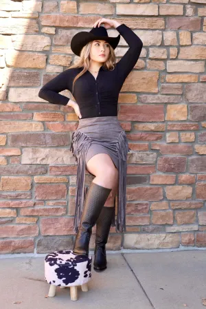 Julia Grey Fringe Skirt