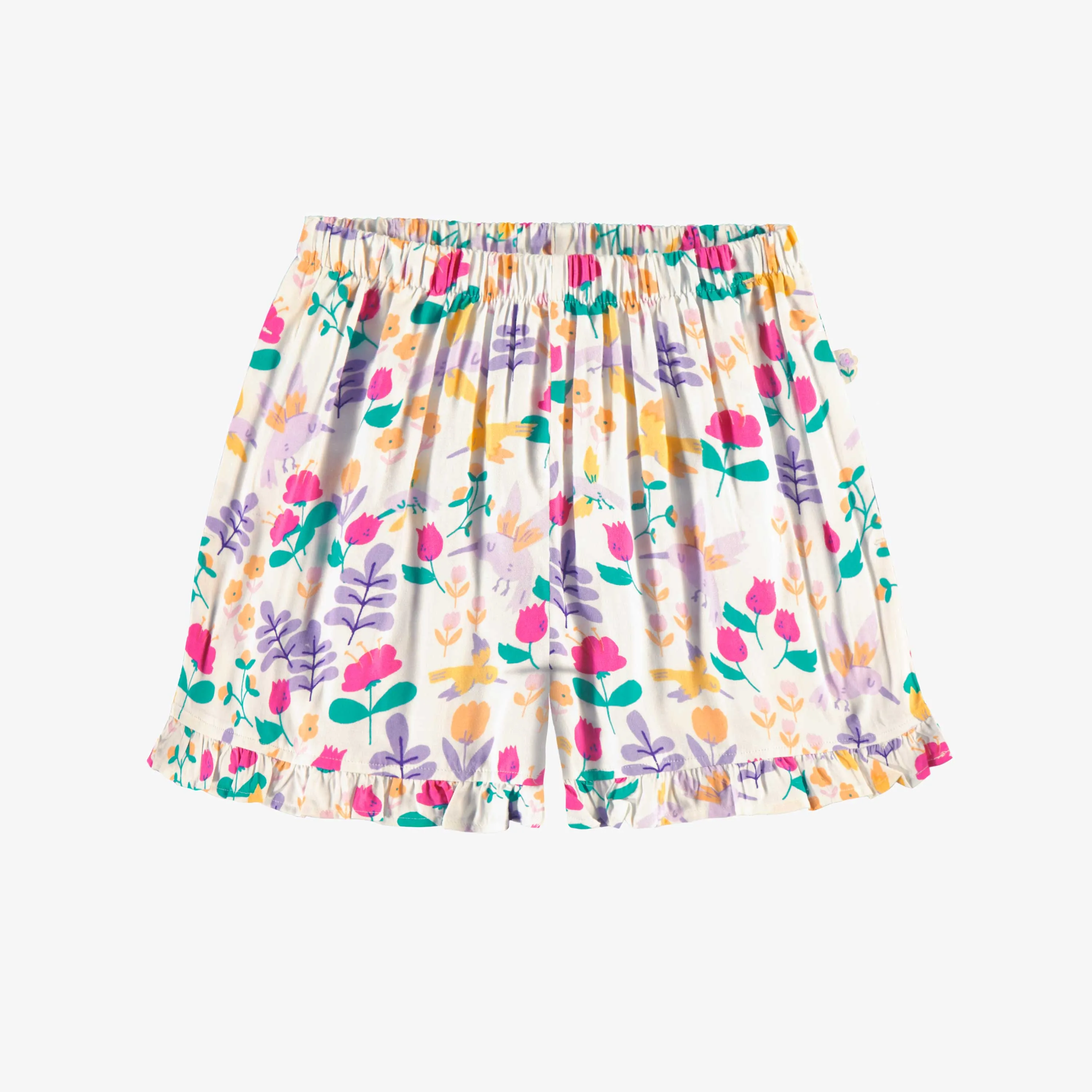 Jupe-short blanche à motifs, enfant||White skort with all over print, child
