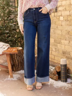 Just Black Dark Denim Cuffed Palazzo