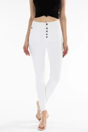 KanCan High Rise Jeans Raw Cuffs - White