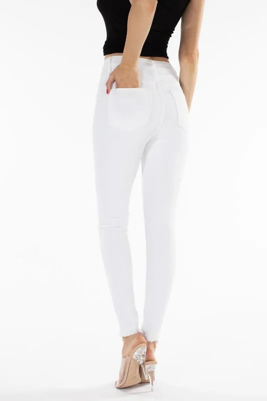 KanCan High Rise Jeans Raw Cuffs - White