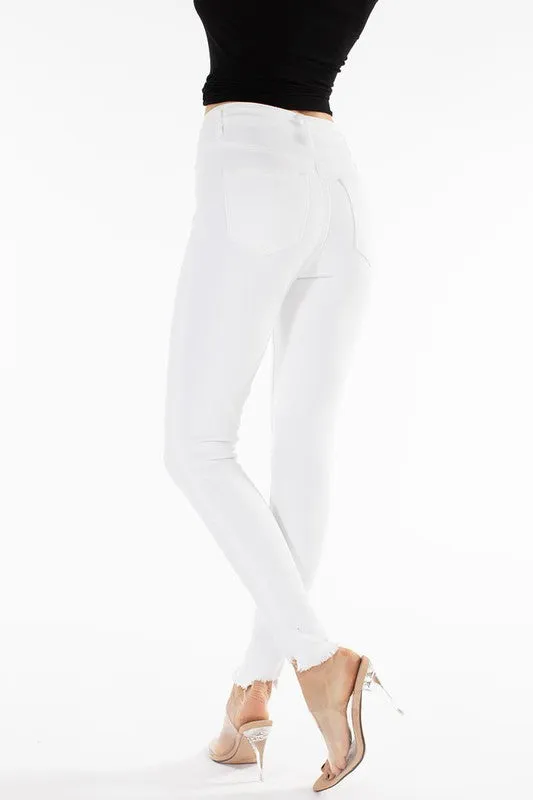 KanCan High Rise Jeans Raw Cuffs - White