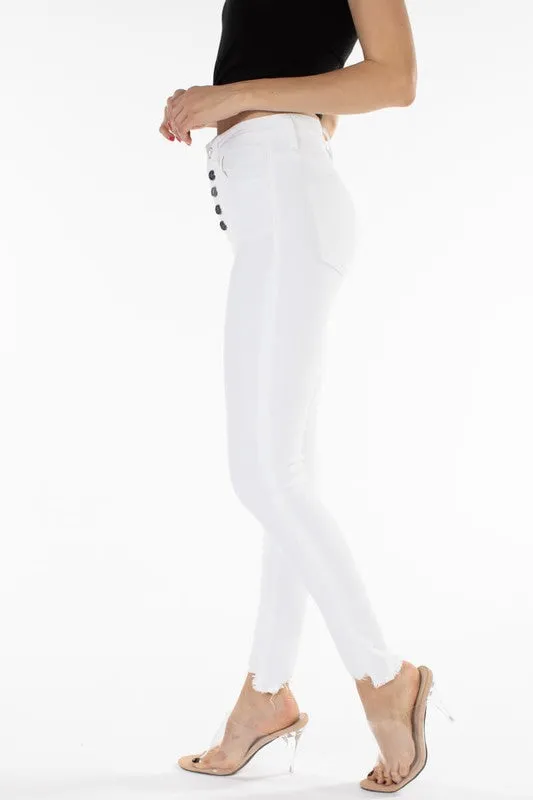 KanCan High Rise Jeans Raw Cuffs - White