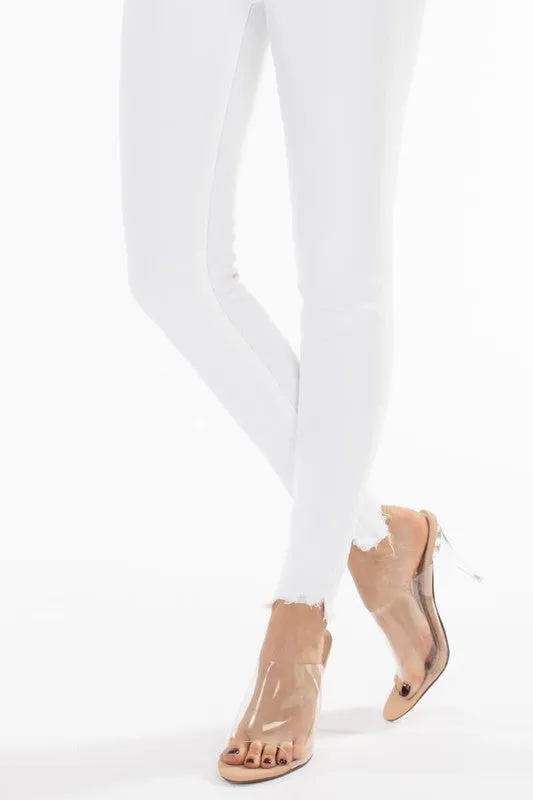 KanCan High Rise Jeans Raw Cuffs - White