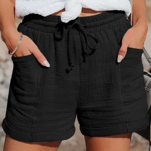Kelsey - Drawstring Biker Shorts with Pockets