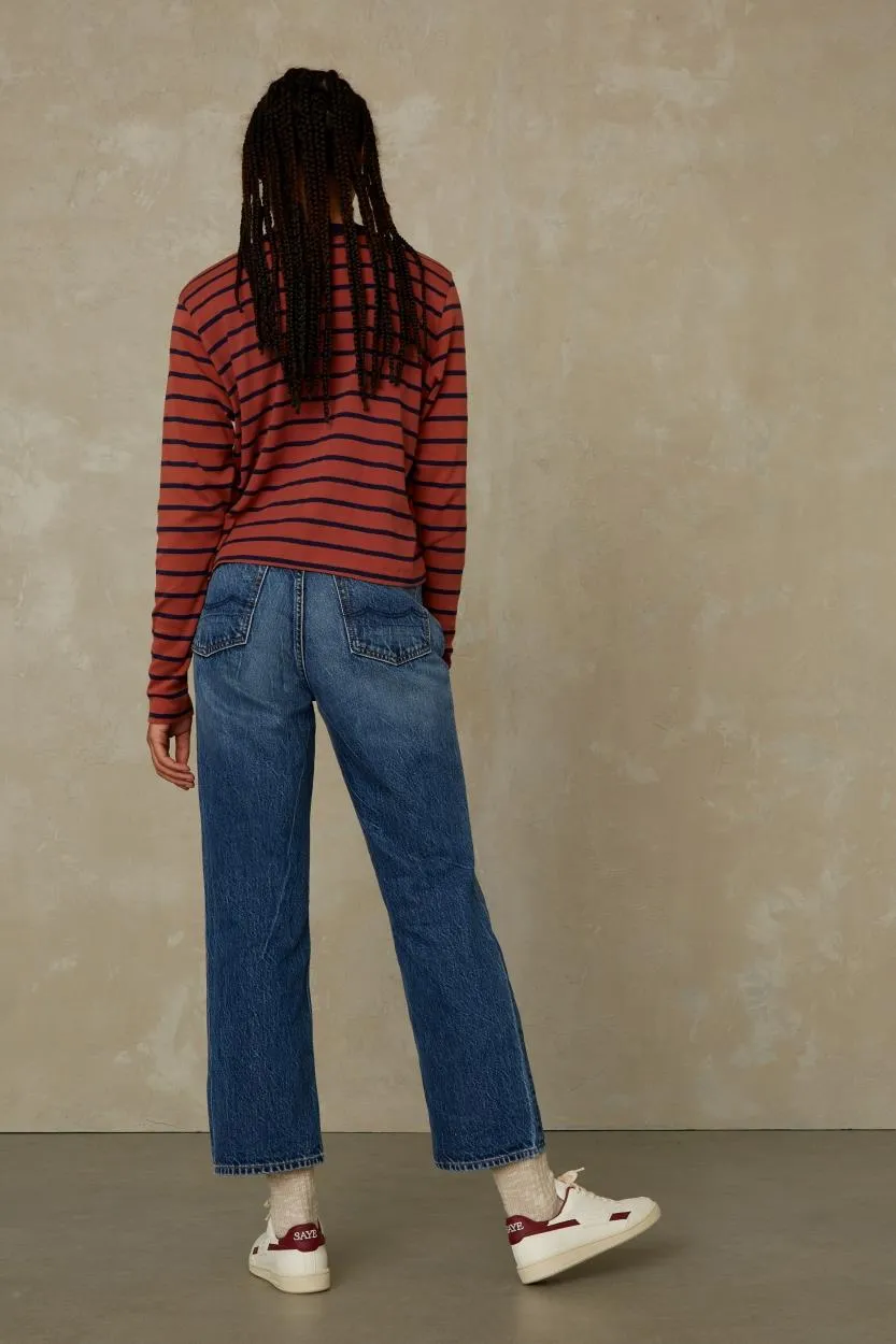KINGS OF INDIGO Liora Cropped clean blue worn refibra