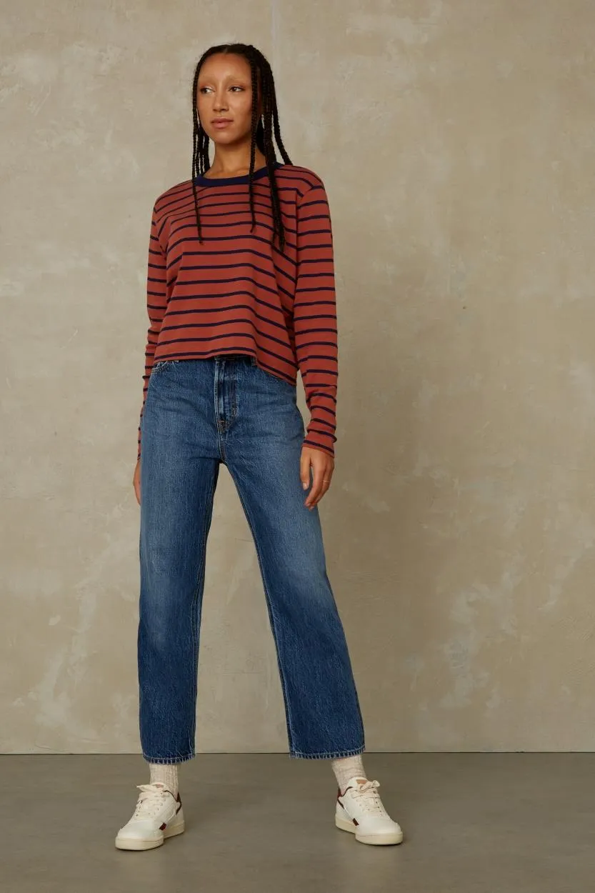 KINGS OF INDIGO Liora Cropped clean blue worn refibra