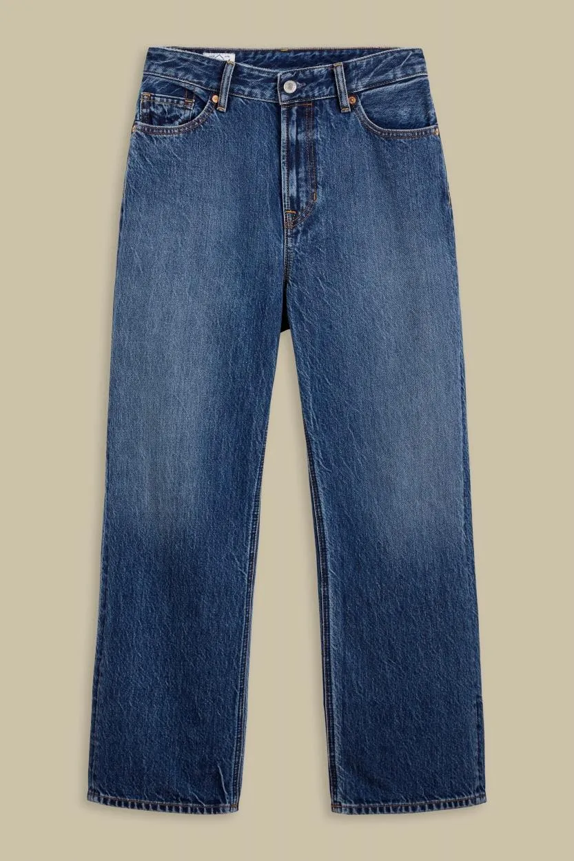 KINGS OF INDIGO Liora Cropped clean blue worn refibra
