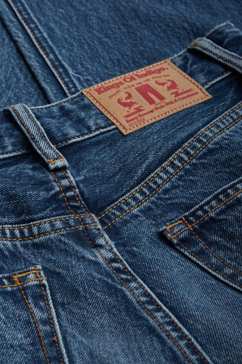 KINGS OF INDIGO Liora Cropped clean blue worn refibra