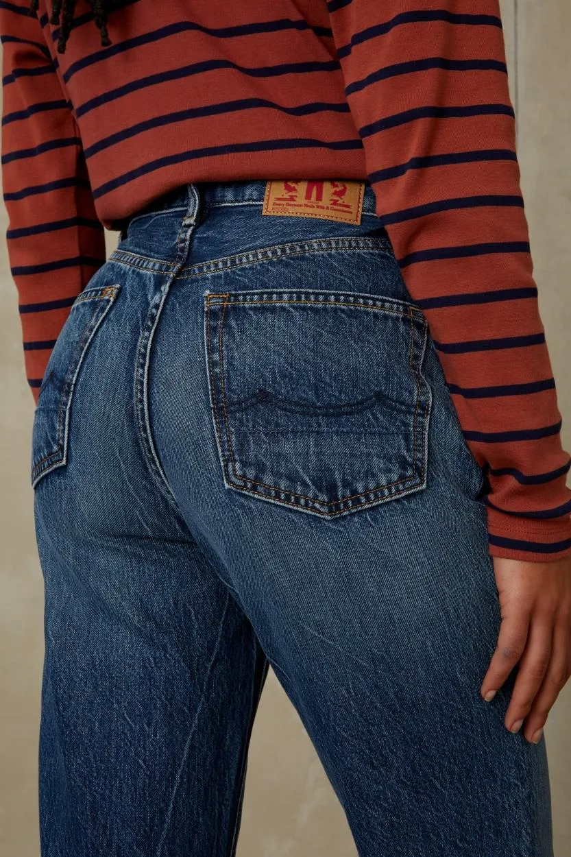 KINGS OF INDIGO Liora Cropped clean blue worn refibra