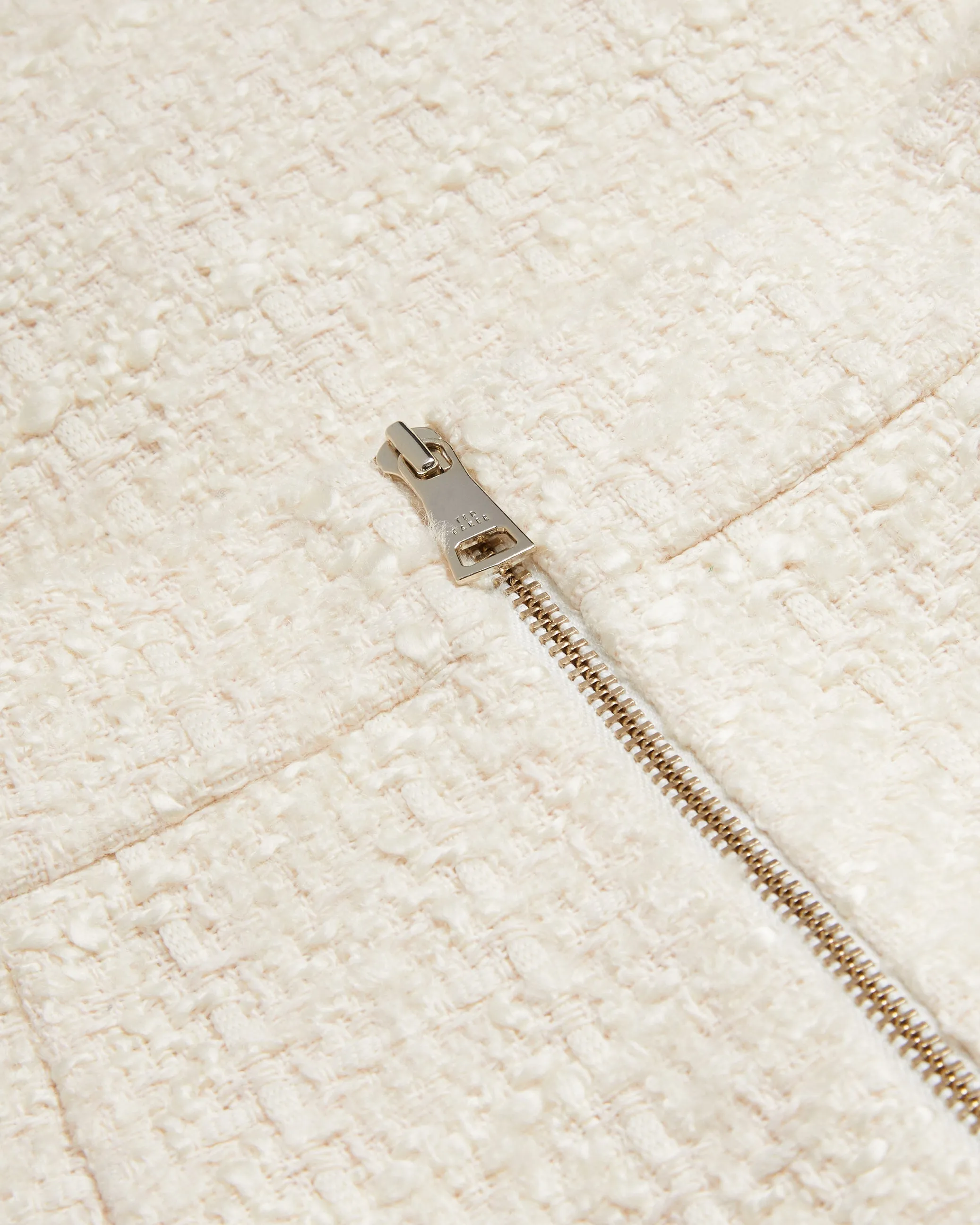 Komas Rose Button Boucle Tailored Mini Skirt Ivory