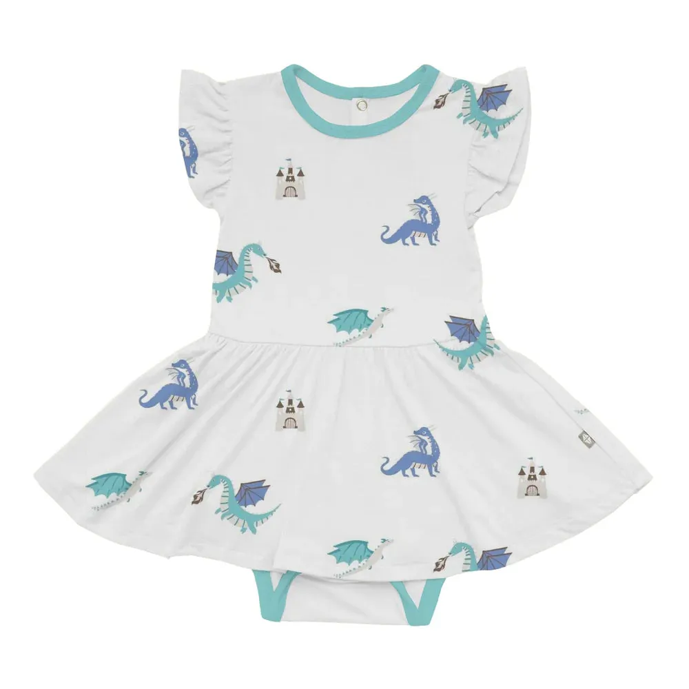 Kyte Baby Short Sleeve Twirl Bodysuit Dress - Dragon