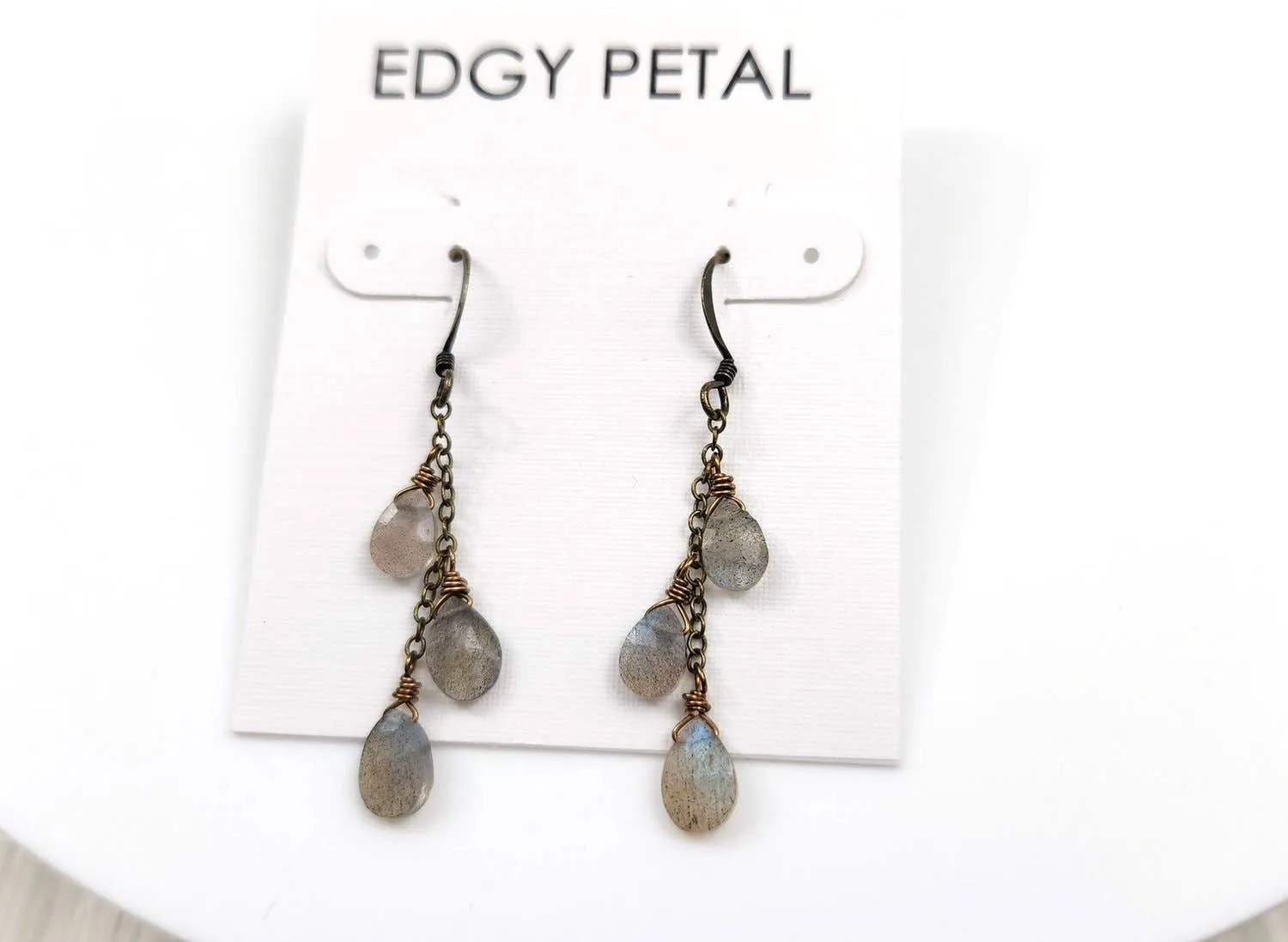 Labradorite Dainty Cluster Chain Earring