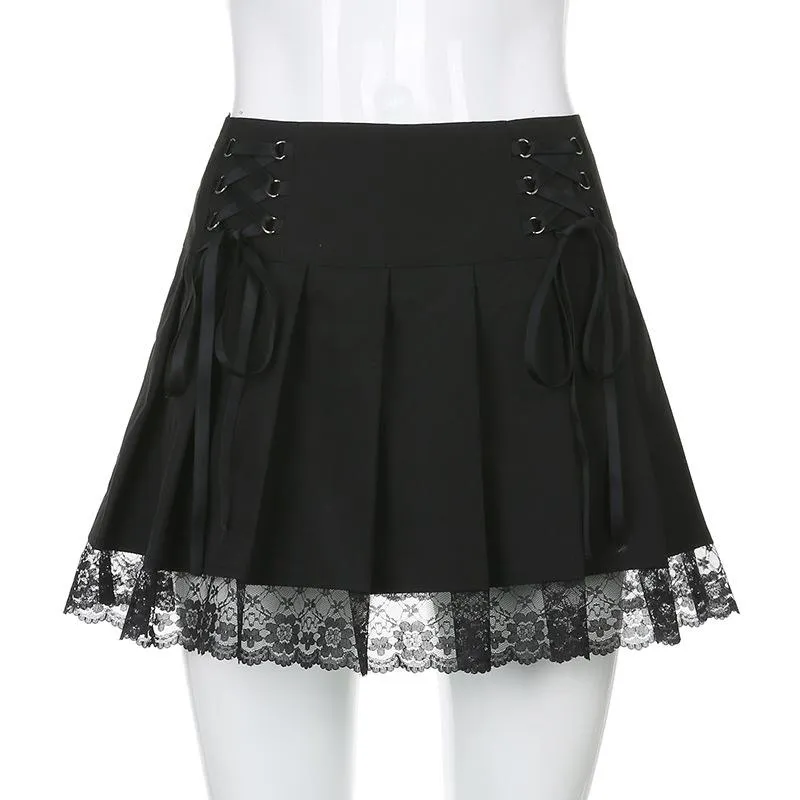 Lace Up Mini Skirt