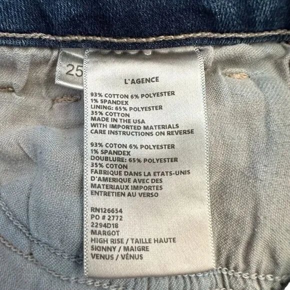 L’agence ~ Women’s Margot High Rise ~ Blue Skinny Jeans ~ size 25