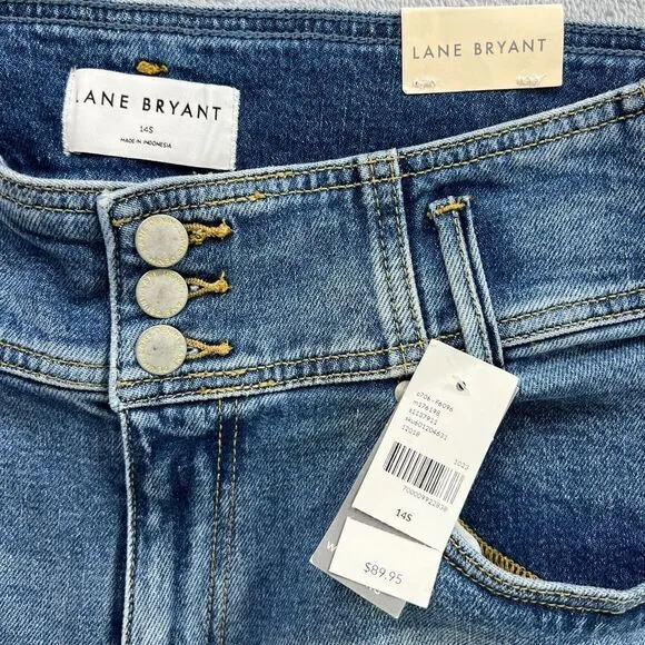 Lane Bryant Ultra High-Rise Signature Fit Wide- Leg Size‎ 14S Denim Jeans Retro
