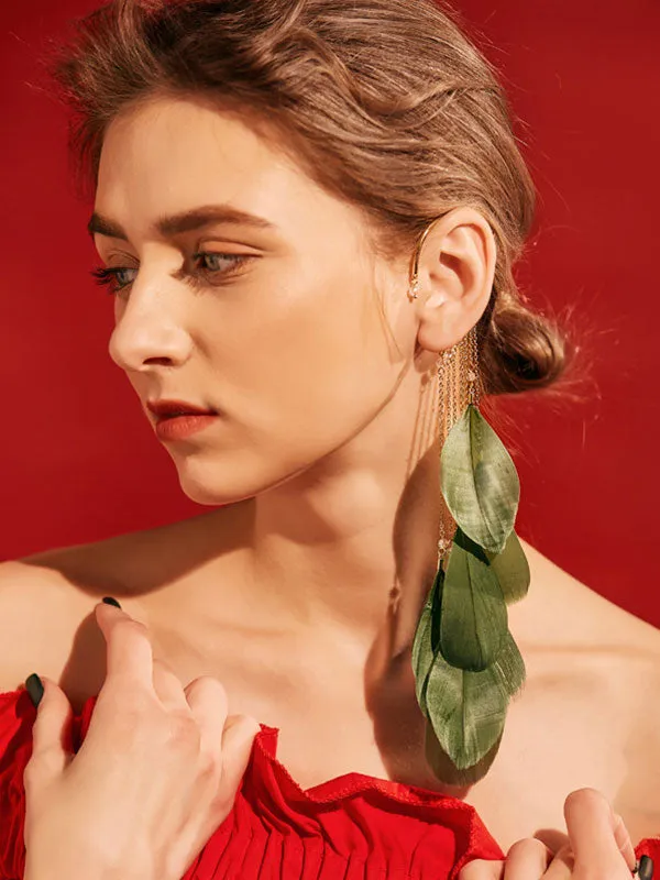 Large Leaf Pattern Exaggerated 1 pcs Earrings