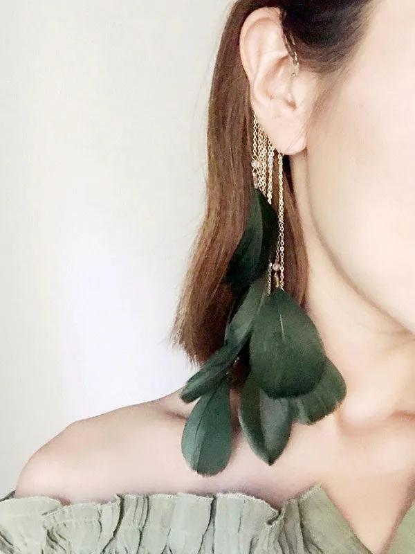 Large Leaf Pattern Exaggerated 1 pcs Earrings
