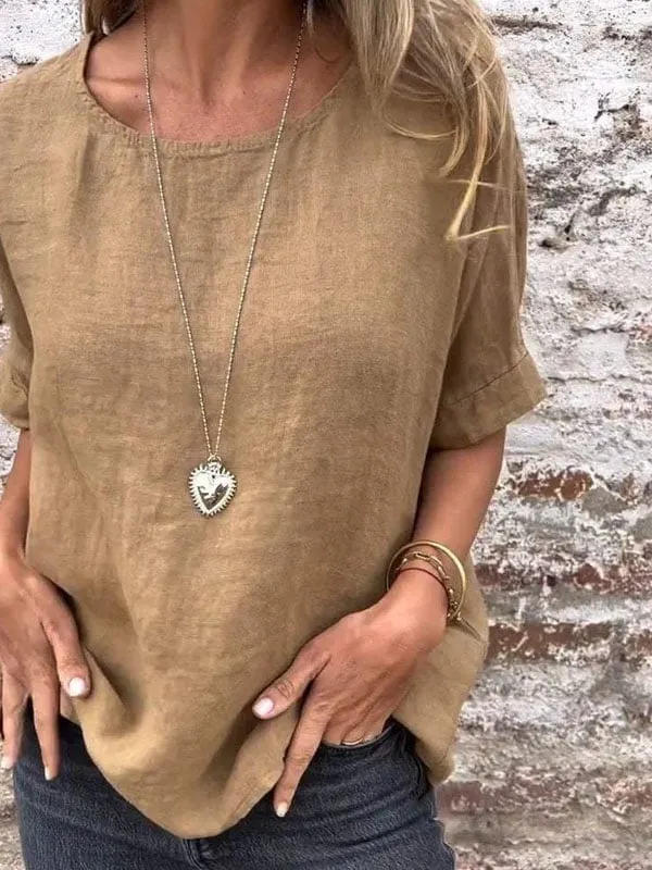 Lena | Summer Loose Crewneck Blouse