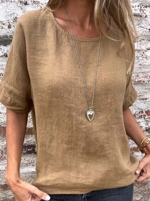 Lena | Summer Loose Crewneck Blouse