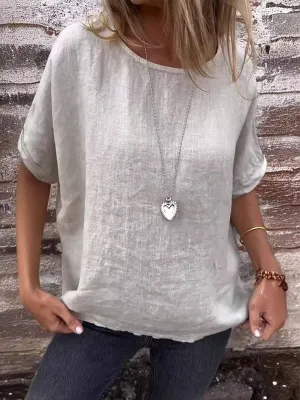 Lena | Summer Loose Crewneck Blouse