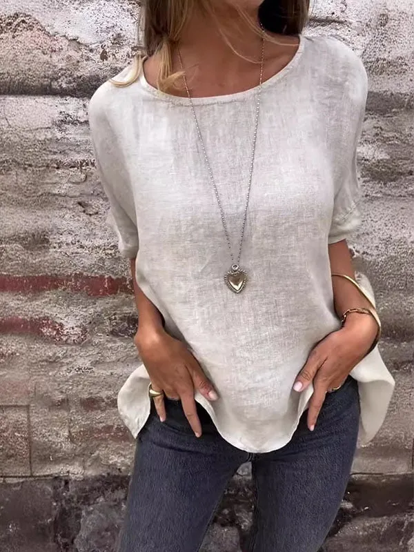 Lena | Summer Loose Crewneck Blouse