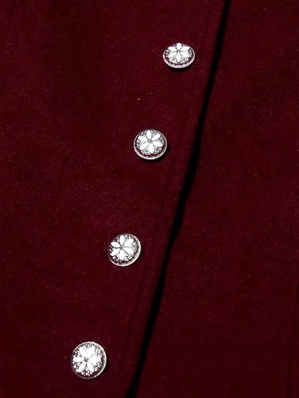Leonia | Burgundy Blazer Jacket Longsleeve Gold Buttons