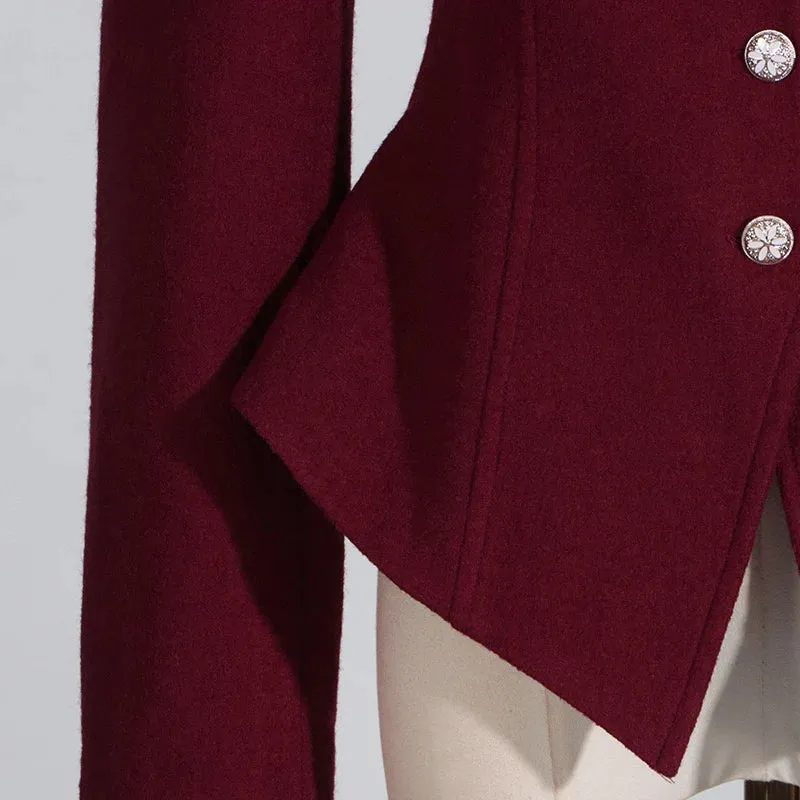 Leonia | Burgundy Blazer Jacket Longsleeve Gold Buttons