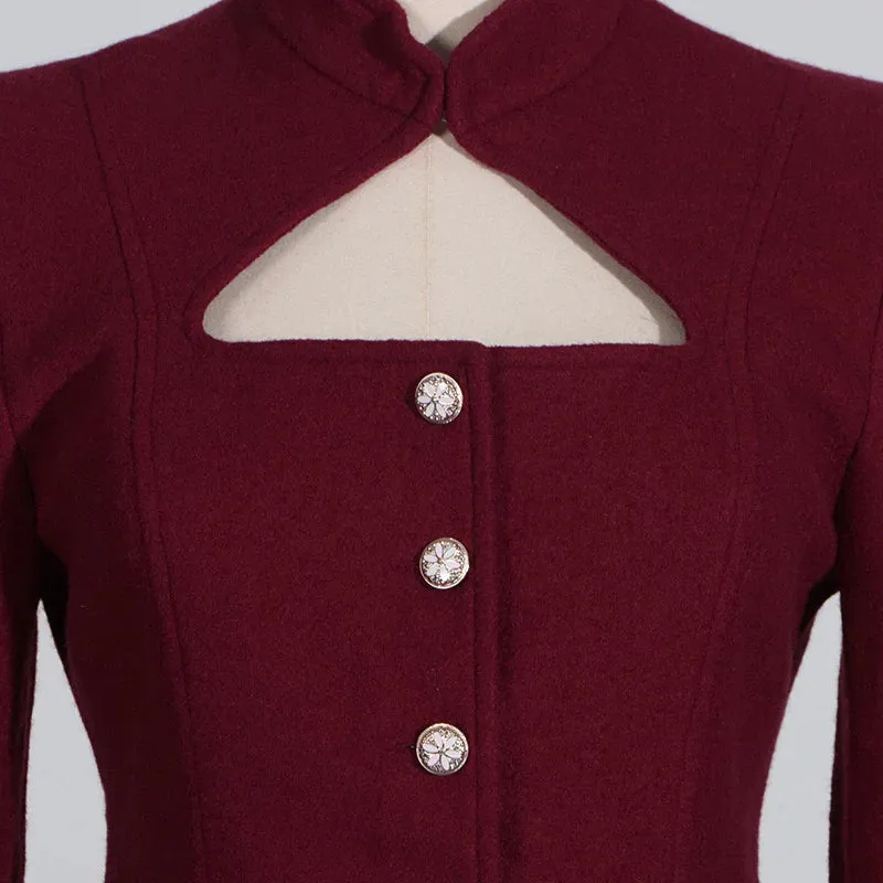 Leonia | Burgundy Blazer Jacket Longsleeve Gold Buttons