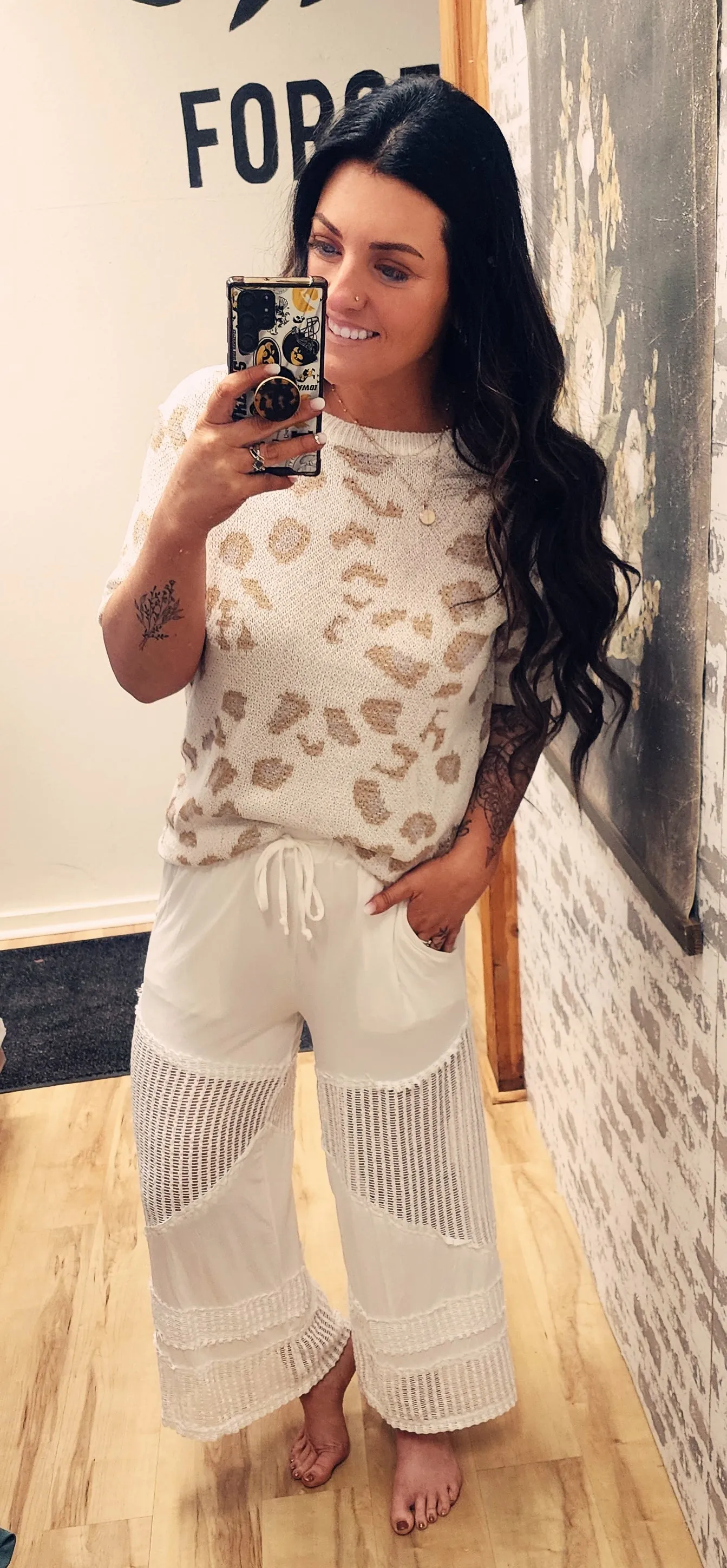 Leopard  Short Sleeve Sweater Top